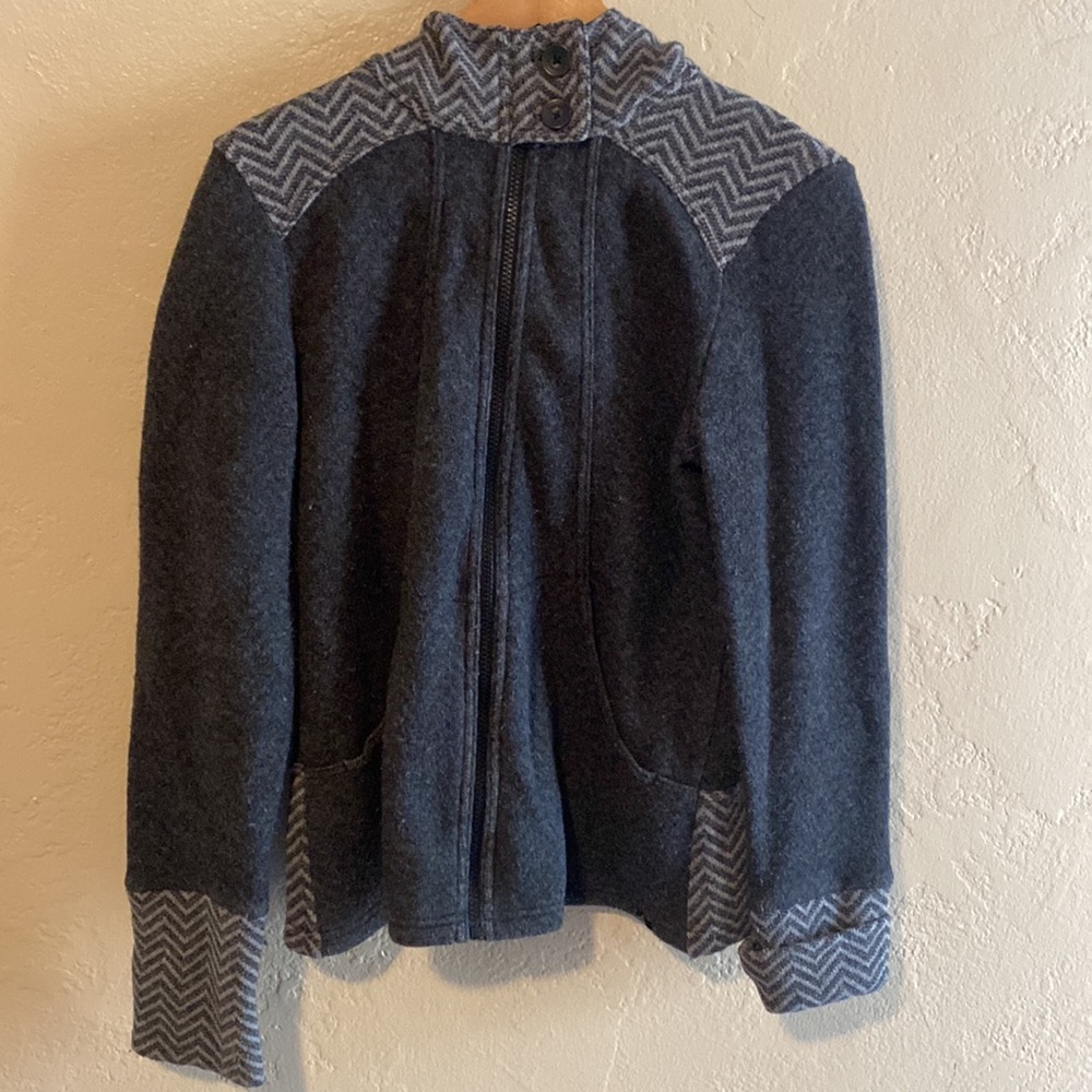 Prana Gray Wool Blend Zip Front Hooded Mid-weight Winter Jacket Women's Size M